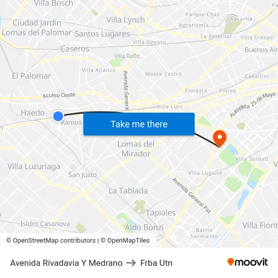 Avenida Rivadavia Y Medrano to Frba Utn map