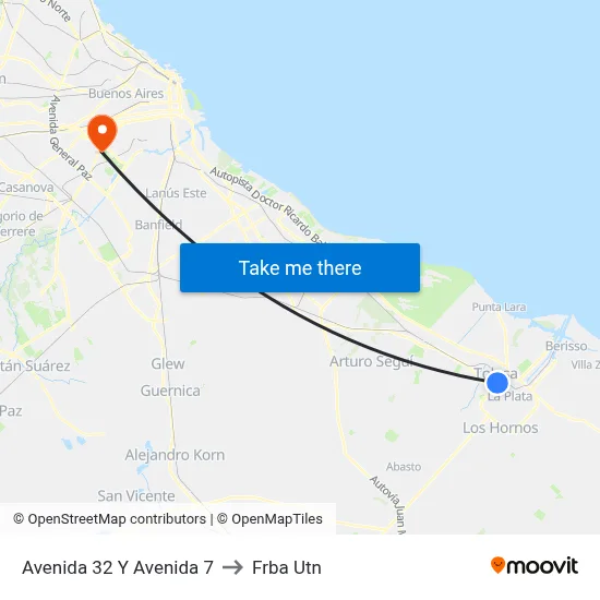 Avenida 32 Y Avenida 7 to Frba Utn map