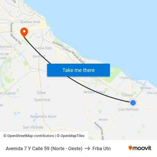 Avenida 7 Y Calle 59 (Norte - Oeste) to Frba Utn map