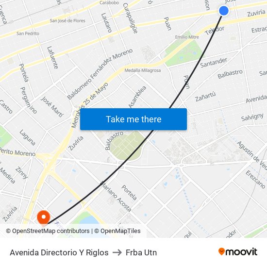 Avenida Directorio Y Riglos to Frba Utn map