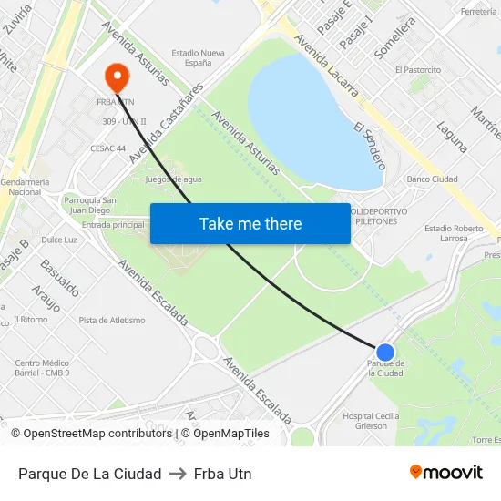 Parque De La Ciudad to Frba Utn map