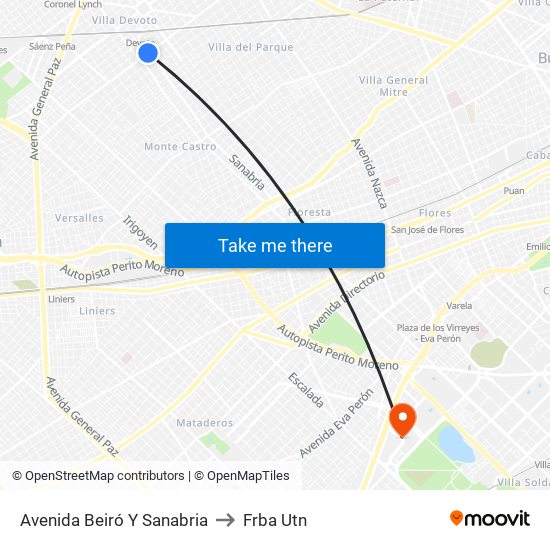 Avenida Beiró Y Sanabria to Frba Utn map