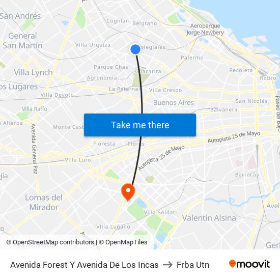 Avenida Forest Y Avenida De Los Incas to Frba Utn map