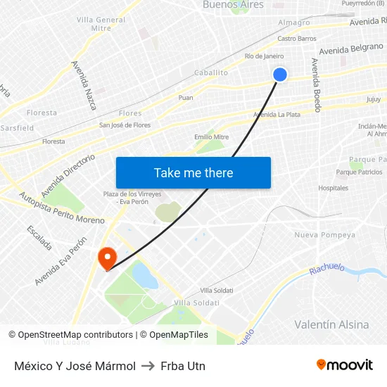 México Y José Mármol to Frba Utn map