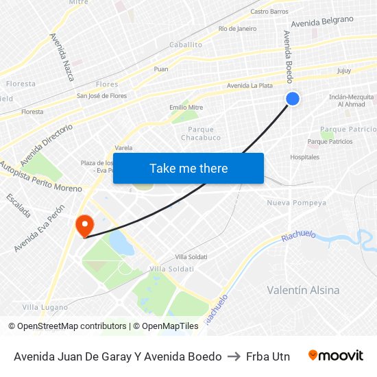 Avenida Juan De Garay Y Avenida Boedo to Frba Utn map