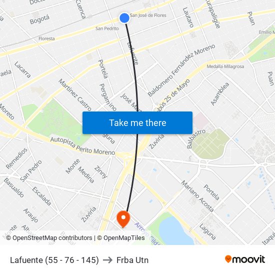 Lafuente (55 - 76 - 145) to Frba Utn map