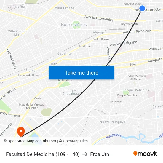 Facultad De Medicina (109 - 140) to Frba Utn map