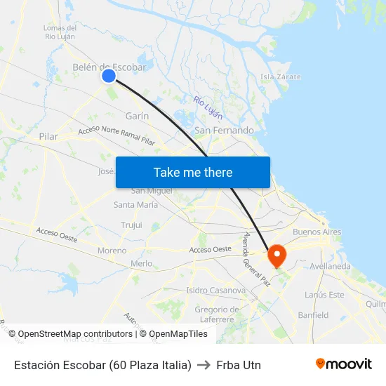 Estación Escobar (60 Plaza Italia) to Frba Utn map