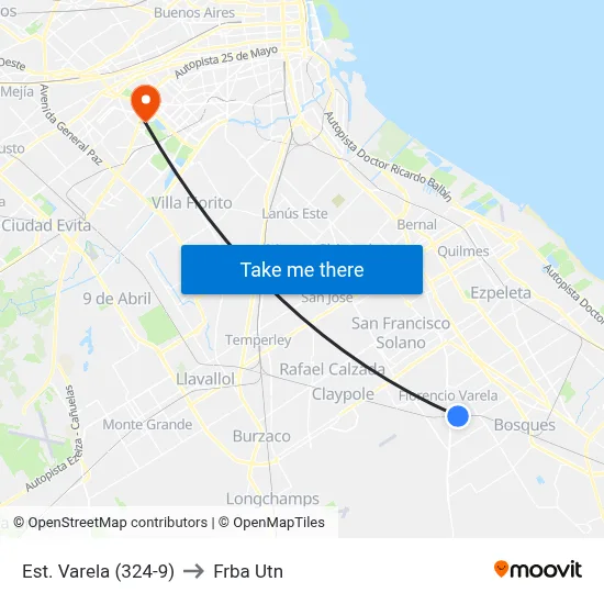 Est. Varela (324-9) to Frba Utn map