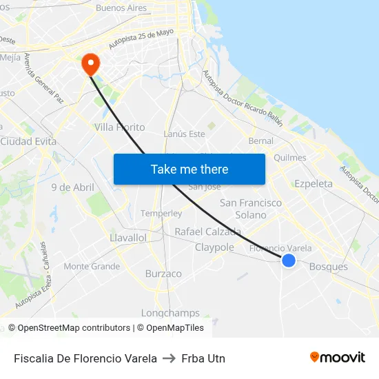 Fiscalia De Florencio Varela to Frba Utn map
