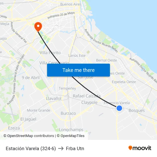 Estación Varela (324-6) to Frba Utn map
