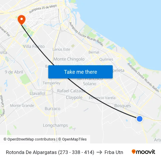 Rotonda De Alpargatas (273 - 338 - 414) to Frba Utn map