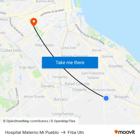 Hospital Materno Mi Pueblo to Frba Utn map
