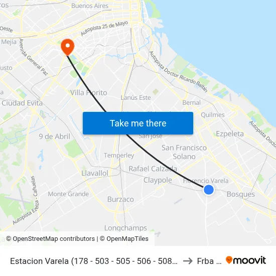 Estacion Varela (178 - 503 - 505 - 506 - 508) (Hacia Norte) to Frba Utn map