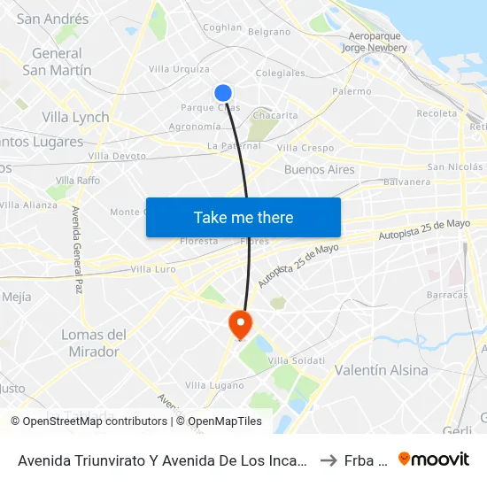 Avenida Triunvirato Y Avenida De Los Incas (71 - 127) to Frba Utn map