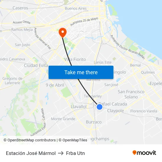 Estación José Mármol to Frba Utn map
