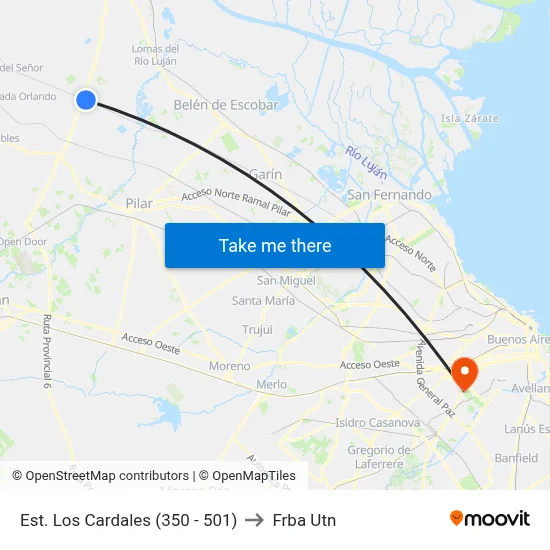 Est. Los Cardales (350 - 501) to Frba Utn map