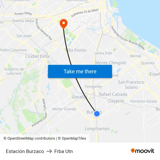 Estación Burzaco to Frba Utn map