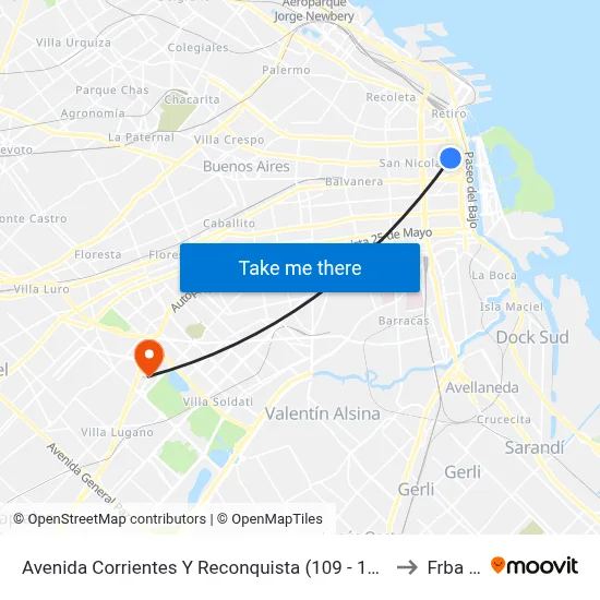 Avenida Corrientes Y Reconquista (109 - 140 - 146 - 180) to Frba Utn map