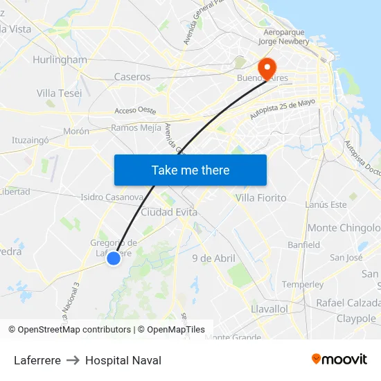 Laferrere to Hospital Naval map