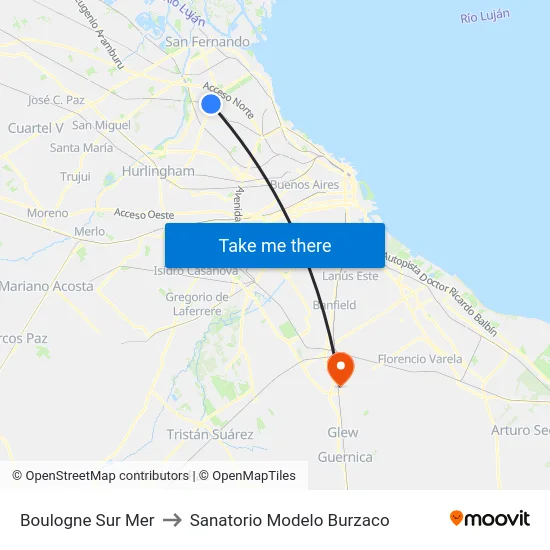 Boulogne Sur Mer to Sanatorio Modelo Burzaco map