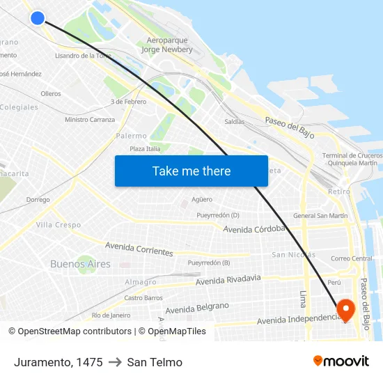 Juramento, 1475 to San Telmo map