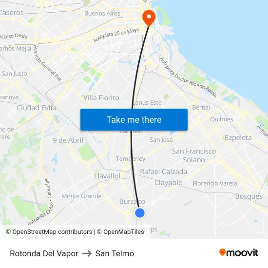 Rotonda Del Vapor to San Telmo map