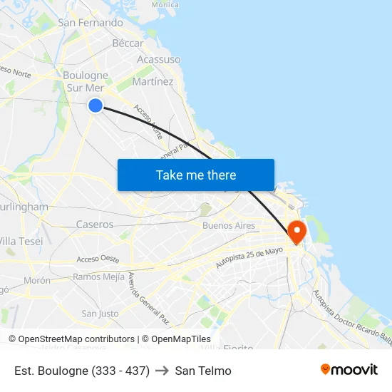 Est. Boulogne (333 - 437) to San Telmo map