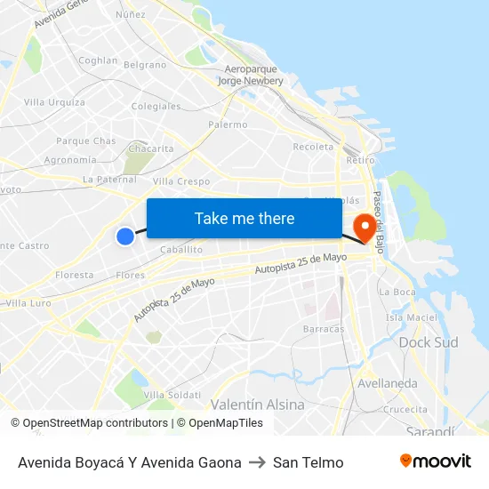 Avenida Boyacá Y Avenida Gaona to San Telmo map