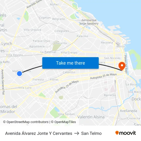 Avenida Álvarez Jonte Y Cervantes to San Telmo map