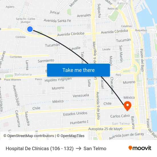 Hospital De Clínicas (106 - 132) to San Telmo map