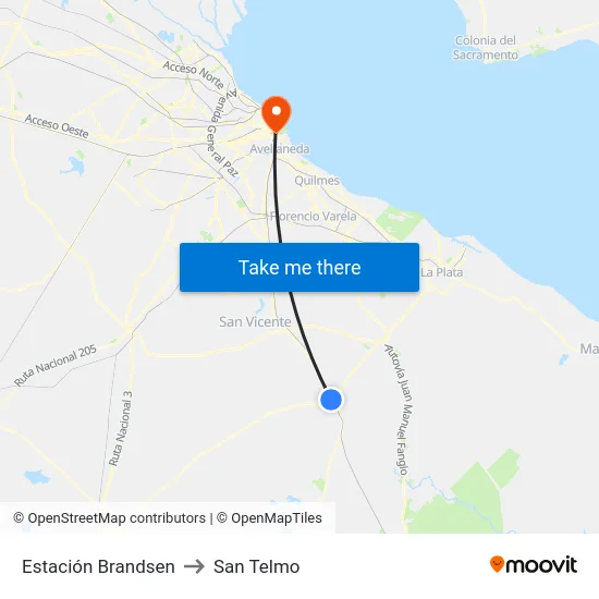 Estación Brandsen to San Telmo map