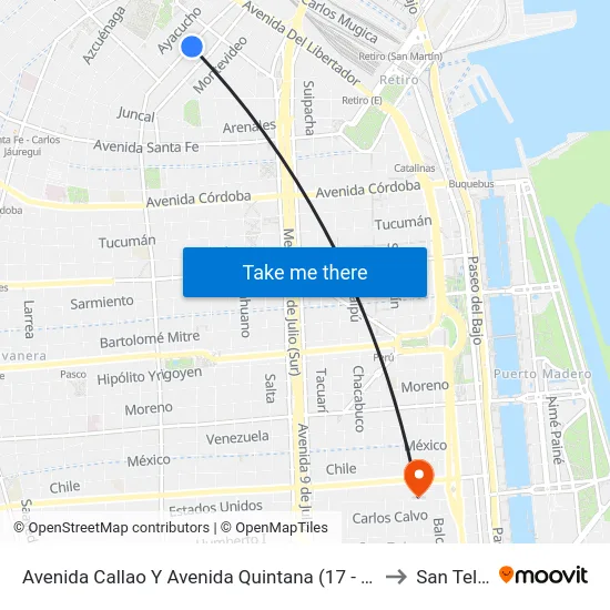 Avenida Callao Y Avenida Quintana (17 - 110 - 124) to San Telmo map