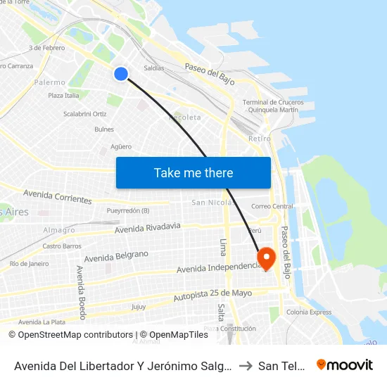 Avenida Del Libertador Y Jerónimo Salguero to San Telmo map