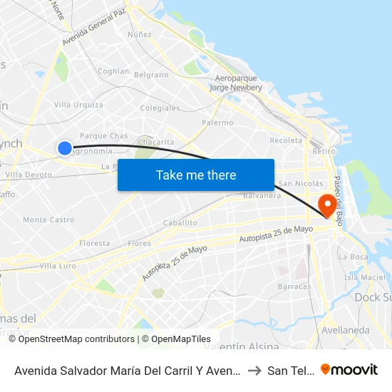 Avenida Salvador María Del Carril Y Avenida Nazca to San Telmo map