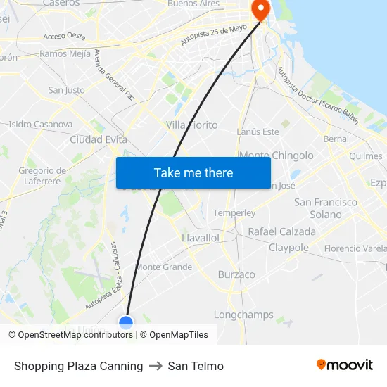 Shopping Plaza Canning to San Telmo map