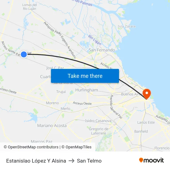 Estanislao López Y Alsina to San Telmo map