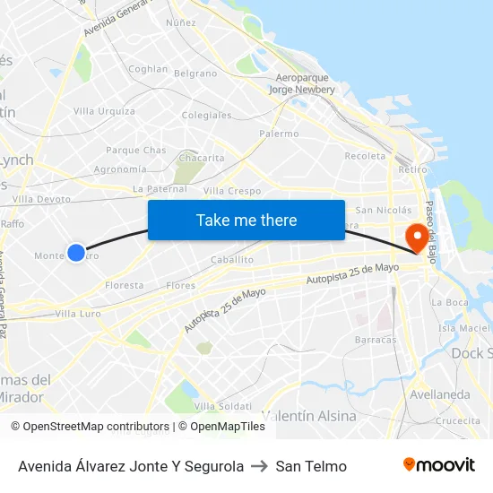 Avenida Álvarez Jonte Y Segurola to San Telmo map