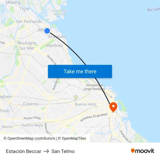 Estación Beccar to San Telmo map
