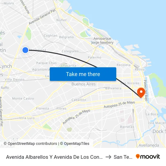 Avenida Albarellos Y Avenida De Los Constituyentes to San Telmo map