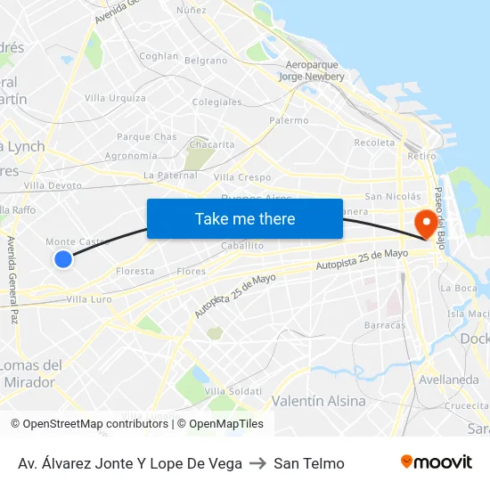 Av. Álvarez Jonte Y Lope De Vega to San Telmo map