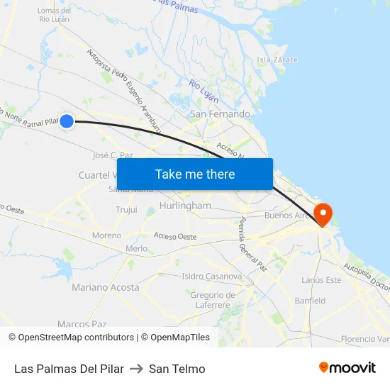 Las Palmas Del Pilar to San Telmo map