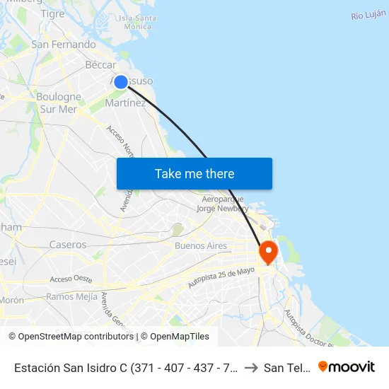 Estación San Isidro C (371 - 407 - 437 - 707 Azul) to San Telmo map