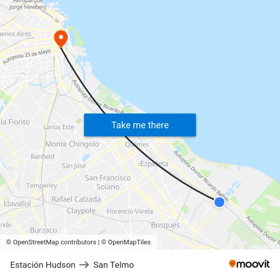 Estación Hudson to San Telmo map
