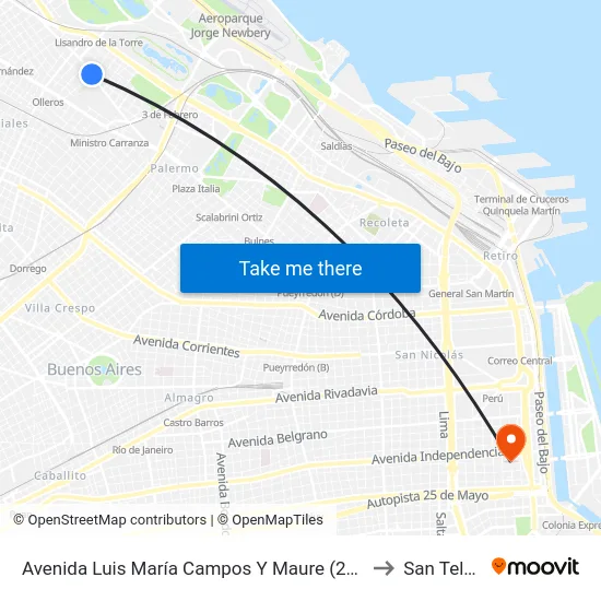 Avenida Luis María Campos Y Maure (29 - 59) to San Telmo map
