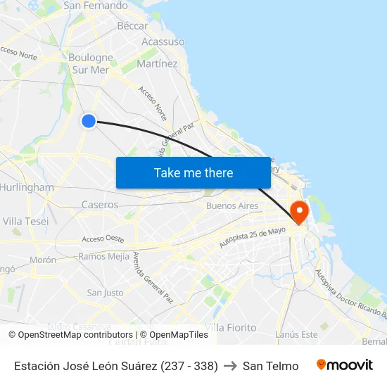 Estación José León Suárez (237 - 338) to San Telmo map