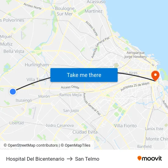 Hospital Del Bicentenario to San Telmo map