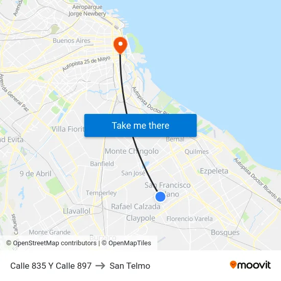 Calle 835 Y Calle 897 to San Telmo map