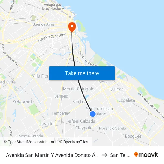 Avenida San Martín Y Avenida Donato Álvarez to San Telmo map