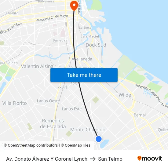 Av. Donato Álvarez Y Coronel Lynch to San Telmo map
